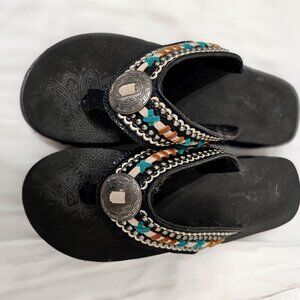 Montana West flip flops with leather and silver embellishment